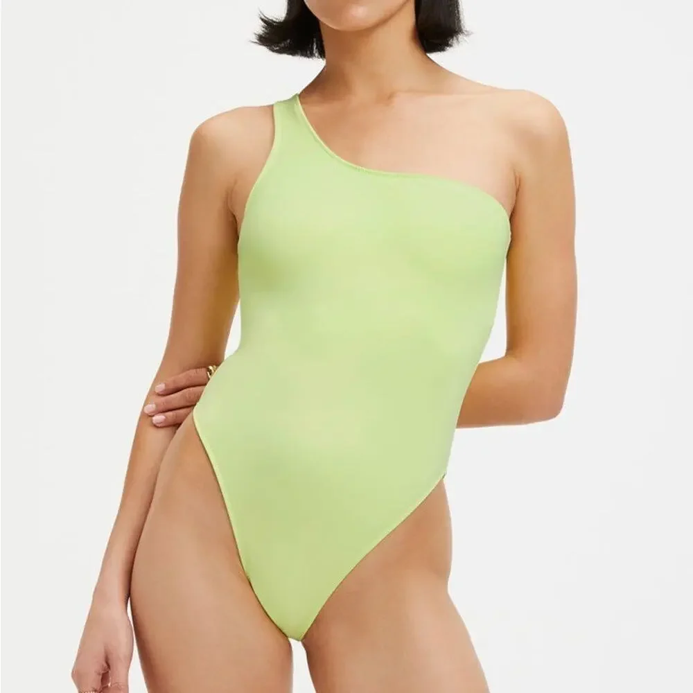 Good American One Shoulder Swimsuit Size 4X Black Compression NWT